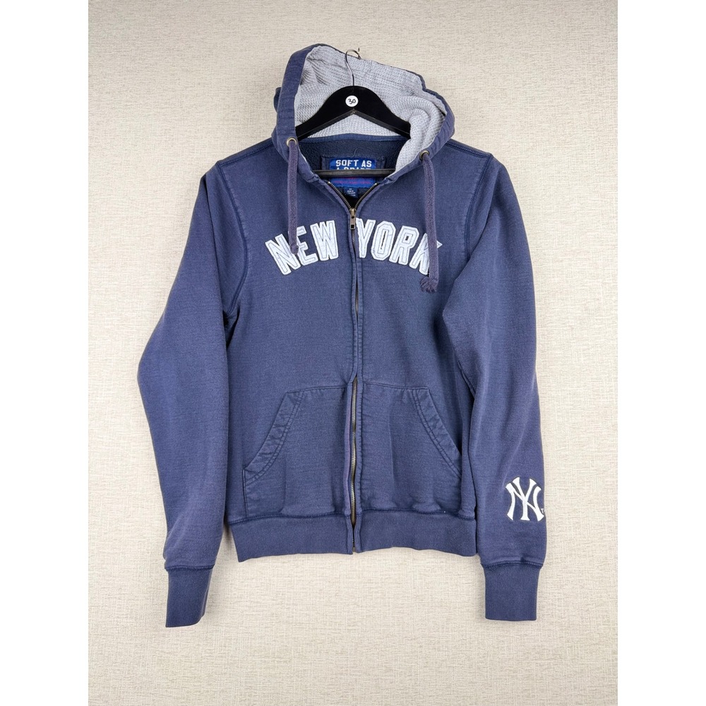 Soft As A Grape New York Yankees Zip Up Hoodie Navy Blue Y2K Mens Medium